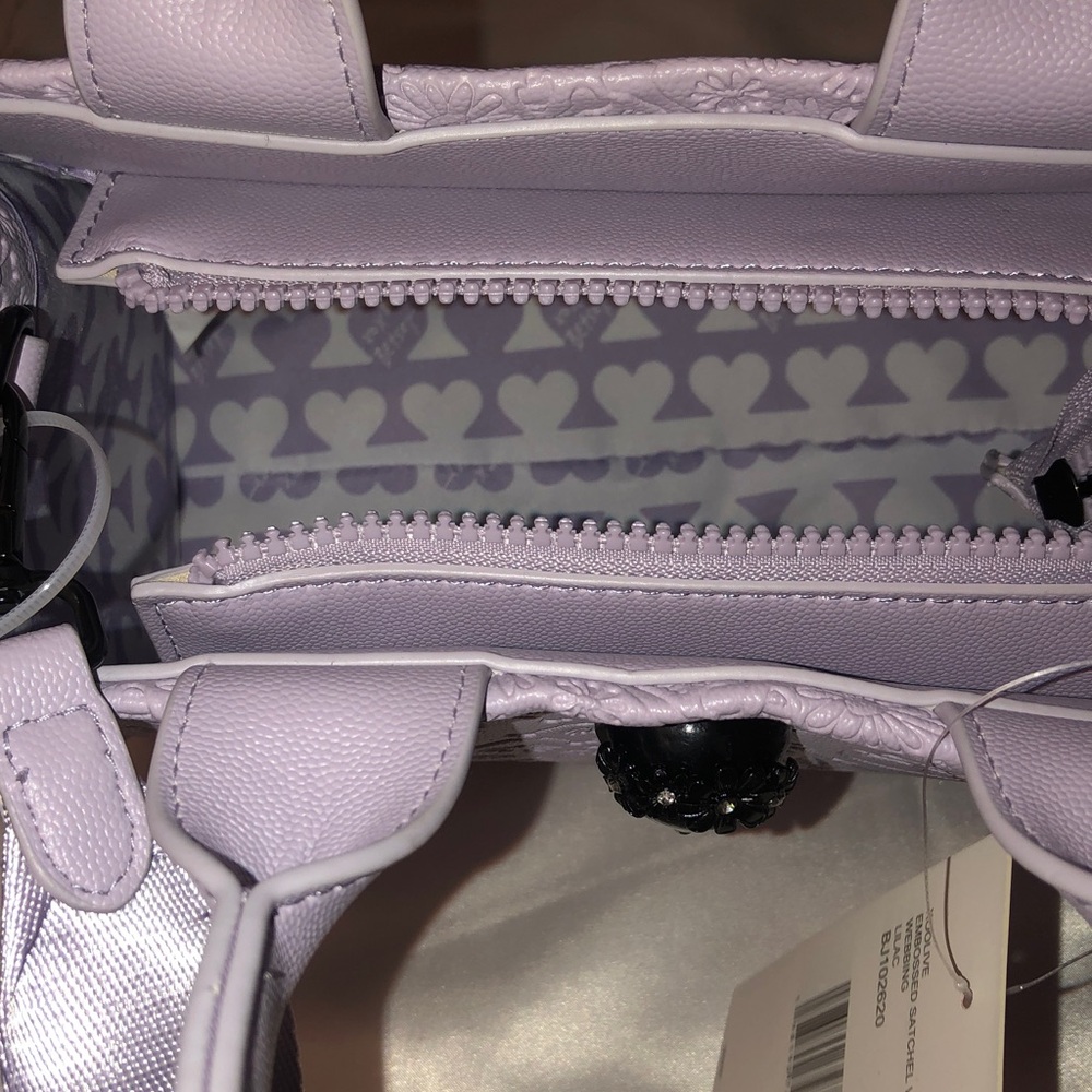 Betsey Johnson XOOLIVE Lilac Embossed Skull Satchel Crossbody Bag Purse NWT - Picture 10 of 15